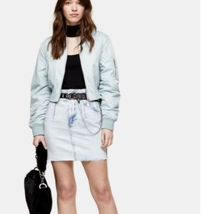 Topshop Bleached Acid Wash Frayed Hem Jean Skirt EUC